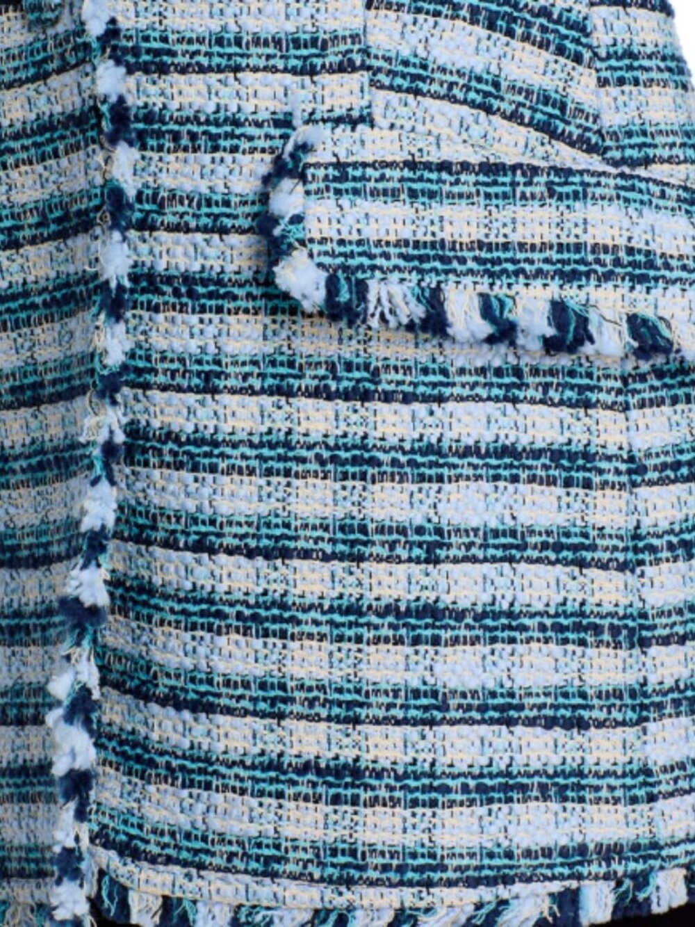 Cinq à Sept 'Khloe' Fringe-Trim Matilda Tweed Blazer, Navy Blue Multi - Picture 4 of 5